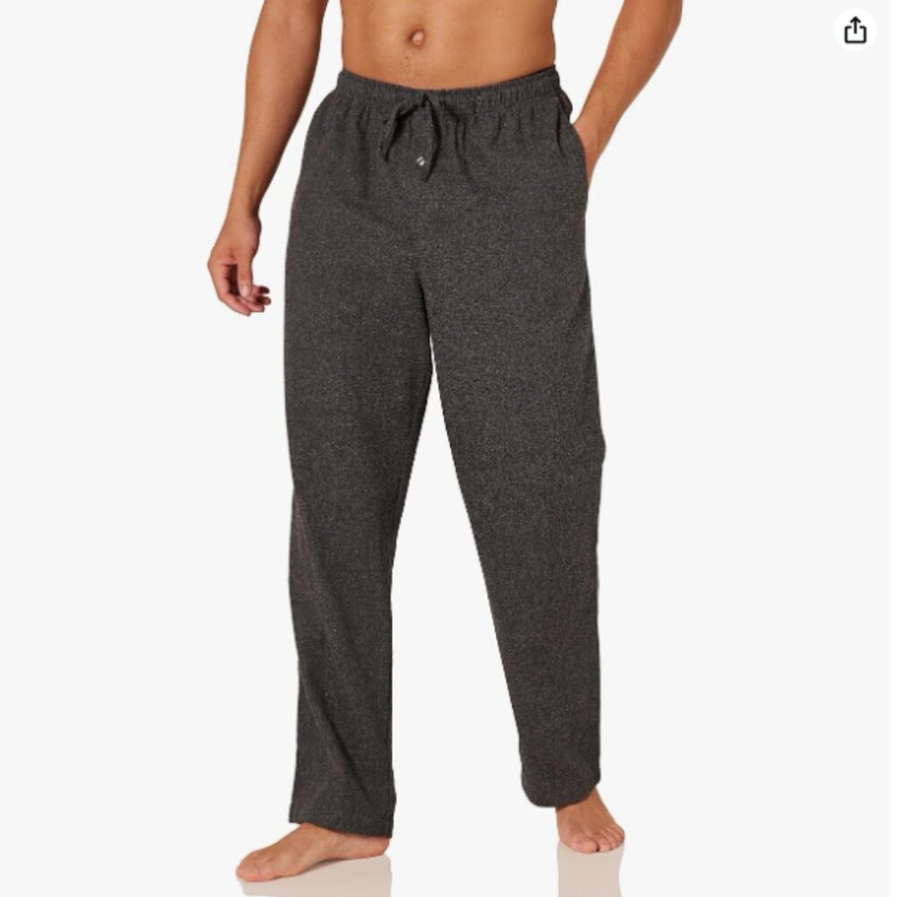 Amazon Essentials Men's Cotton Knit Pajama Pant, Charcoal Heather, Large